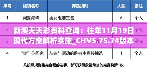 新澳天天彩資料查詢：往年11月19日現(xiàn)代方案解析實(shí)施_CHV5.75.74版本