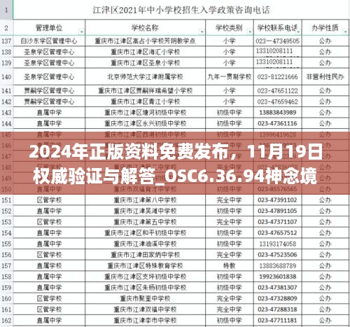 2024年正版資料免費(fèi)發(fā)布，11月19日權(quán)威驗(yàn)證與解答_OSC6.36.94神念境