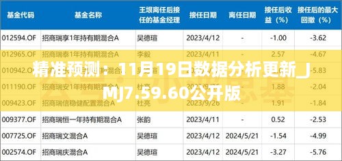 精準預(yù)測：11月19日數(shù)據(jù)分析更新_JMJ7.59.60公開版