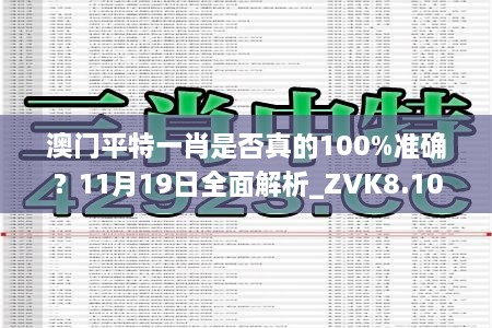 澳門平特一肖是否真的100%準(zhǔn)確？11月19日全面解析_ZVK8.10.37版本發(fā)布