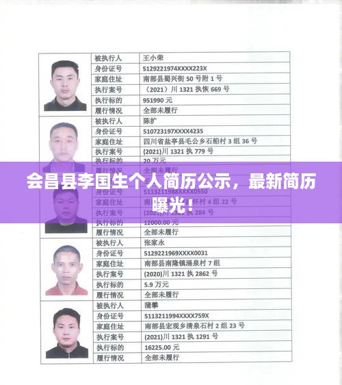 會昌縣李國生個人簡歷公示，最新簡歷曝光！