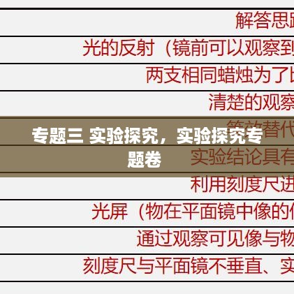 專題三 實(shí)驗(yàn)探究，實(shí)驗(yàn)探究專題卷 