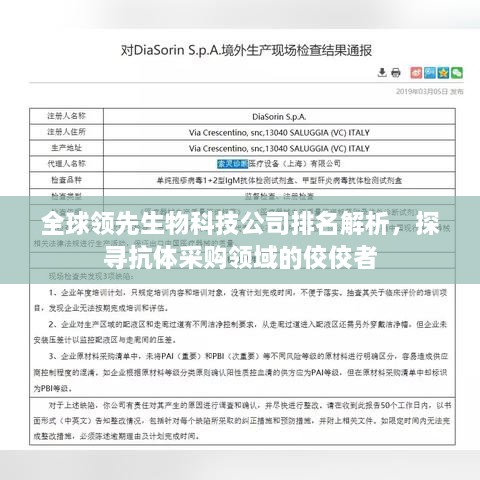 全球領先生物科技公司排名解析，探尋抗體采購領域的佼佼者