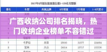 廣西收納公司排名揭曉，熱門(mén)收納企業(yè)榜單不容錯(cuò)過(guò)！