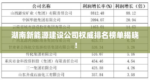 湖南新能源建設(shè)公司權(quán)威排名榜單揭曉！